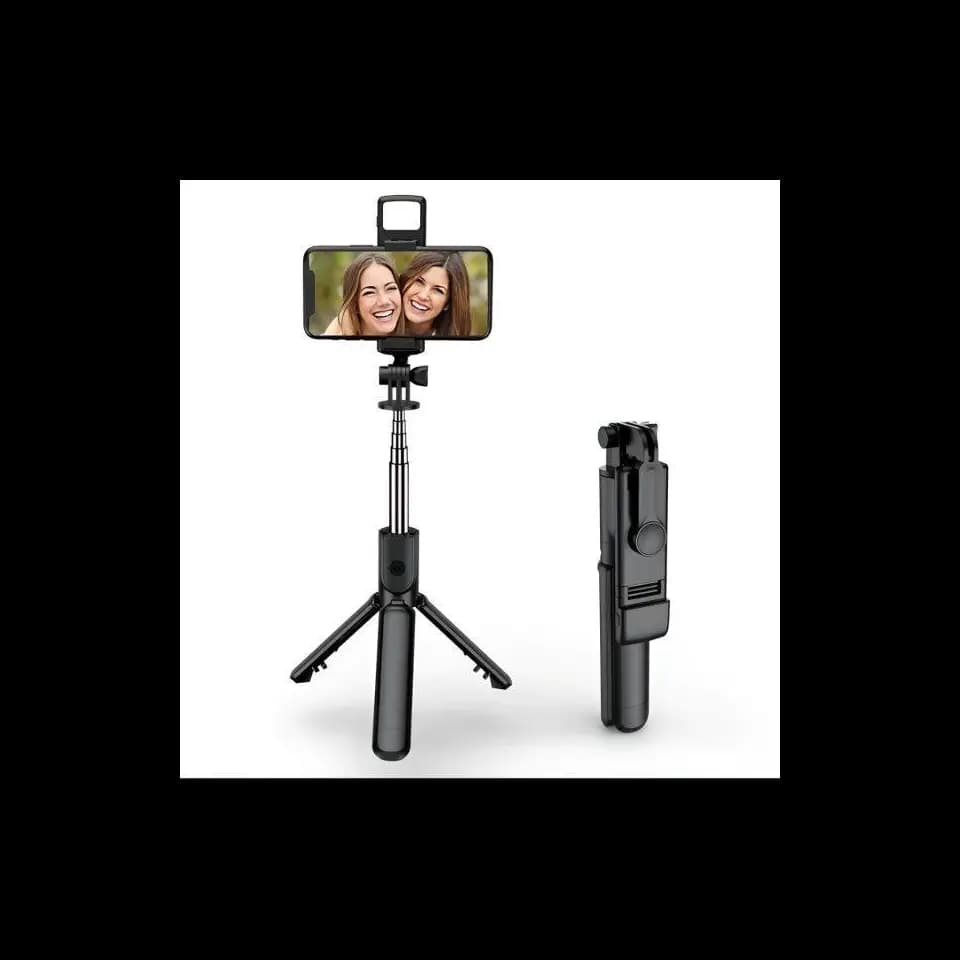 4 in 1 Selfie Stick Tripod with Light & Bluetooth Remote |Foldable & Extendable (70cm) Mobile Holder